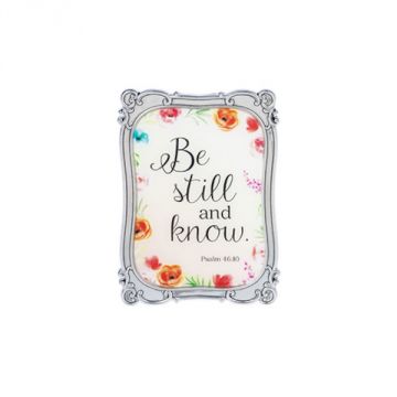Ganz Flowers of Faith Mini Magnet Plaque - Be Still and Know