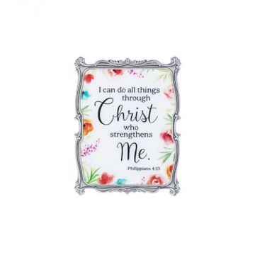 Ganz Flowers of Faith Mini Magnet Plaque - I can do all things...