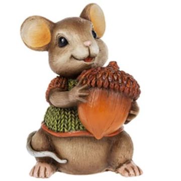 Ganz Harvest Mice Figurine - Mouse Holding an Acorn
