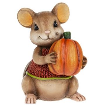 Ganz Harvest Mice Figurine - Mouse Holding a Pumpkin