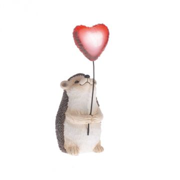 Ganz Hedge over Heels Figurine - Hedgehog Looking Up At Heart Balloon