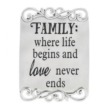 Ganz Magnet Plaque - Family: where life begins and love never ends