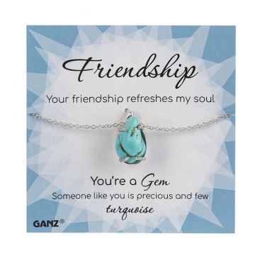 Ganz You're a Gem Necklace - Turquoise - Friendship