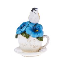 Ganz Birds and Blossoms - Bird and Blue Flower in Tea Cup and Saucer