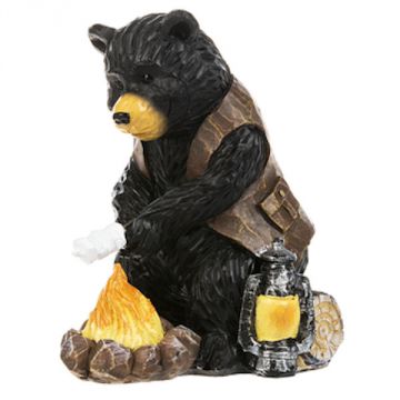Ganz Camping Bear Figurine - Bear Toasting Marshmellows