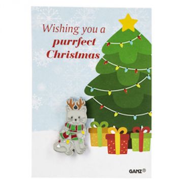 Ganz Fleas Navidad Pet Pin - Wishing You A Purrfect Christmas