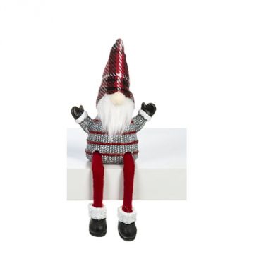 Ganz Gnome Grey Sweater with Red Stripe Shelfsitter