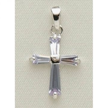 Roman June Birthstone Cross Necklace with 15" Chain + 3" Extender