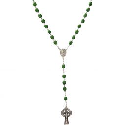Roman St Patrick's Rosary with Green Shamrock Beads