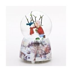 Roman Kid With Snowman Musical 100mm Waterglobe with Winter Scene