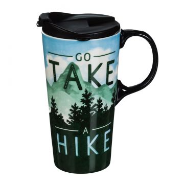 Evergreen Cypress Home Go Take A Hike 17 oz Ceramic Travel Cup