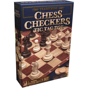Spin Master Traditions Chess, Checkers, and Tic Tac Toe Set