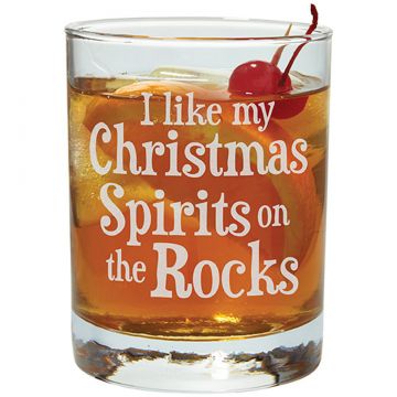 Carson Home Accents Christmas Spirits On The Rocks 12oz Rocks Glass