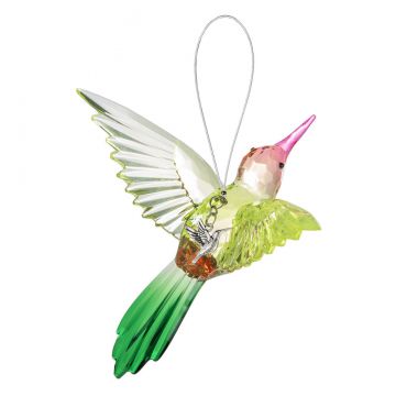 Ganz Radiant Hummingbird Ornament with Charm - Pink/Green/Dark Green