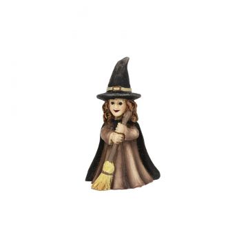 Ganz Good Luck Witch in Brown Dress With Broom Charm