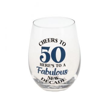 Ganz Birthday Stemless Wine Glass - Cheers to 50