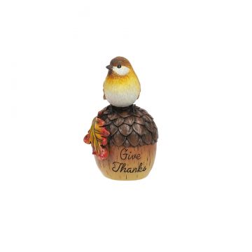 Ganz Bird on Acorn Figurine - Give Thanks