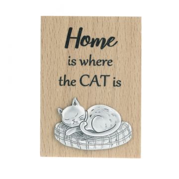 Ganz Mini Message Magnet Plaque - Home Is Where The Cat Is