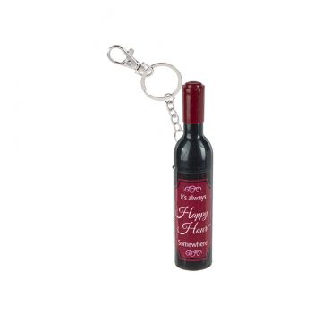 Ganz Wine Bottle Multi Function Key Ring - Happy Hour