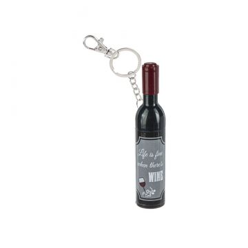 Ganz Wine Bottle Multi Function Key Ring - When There's Wine
