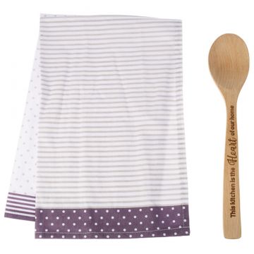Ganz Mom Tea Towel and Spoon Set - Purple