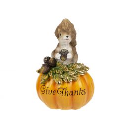 Ganz Harvest Squirrel on Pumpkin Figurine - Give Thanks
