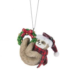 Ganz Tis the Season Sloth On Wreath Ornament