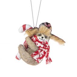 Ganz Tis the Season Sloth On Candy Cane Ornament