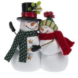 Ganz Merry Mistletoe Snowman Couple Figurine