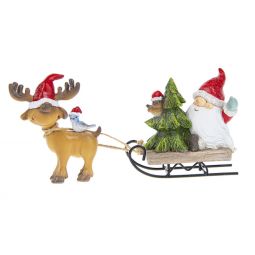 Ganz Reindeer and Santa on Sled Figurine