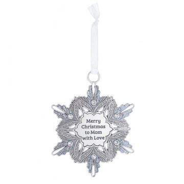 Ganz Snowflake Ornament - Merry Christmas to Mom with Love