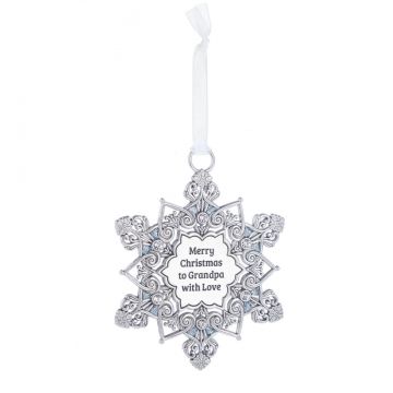 Ganz Snowflake Ornament - Merry Christmas to Grandpa with Love