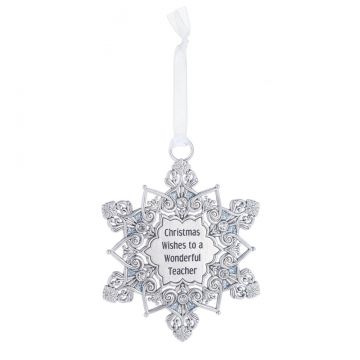 Ganz Snowflake Ornament - Christmas Wishes to a Wonderful Teacher