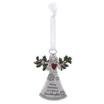 Ganz Winter Wishes Angel Ornament - Merry Christmas Granddaughter