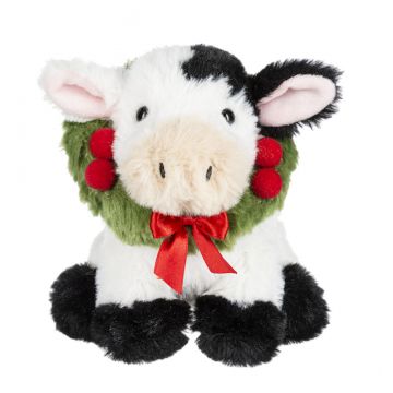 Ganz Christmas Yuletide Wreath Animal - Cow Stuffed Animal
