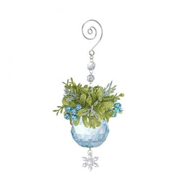 Ganz Kissing Krystals Winter Ice Mistletoe Facet Ball Ornament
