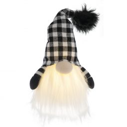Ganz Luxury Lite LED Christmas Gnome - Black And White