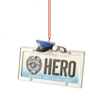 Ganz Midwest-CBK Policeman License Plate Ornament - Hero