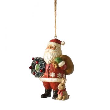 Ganz Midwest-CBK Woodland Santa with Wreath Ornament