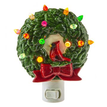 Ganz Midwest-CBK Lights In The Night Wreath with Cardinal Night Light