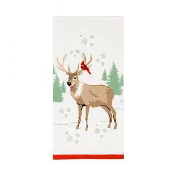 Evergreen Christmas Heritage Tea Towel Set - Deer and Cardinal
