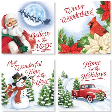 Carson Home Accents Christmas Wonderland Square House Coaster Set