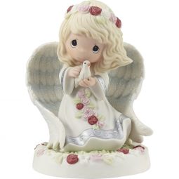 Precious Moments On Angels' Wings Angel With Dove Bereavement Figurine