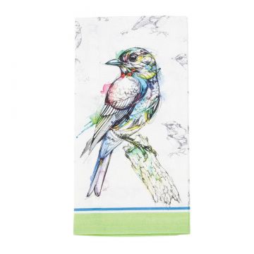 Abby Diamond Watercolor Collection Teal Bird Tea Towel