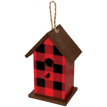 Carson Home Accents Red Plaid Birdhouse