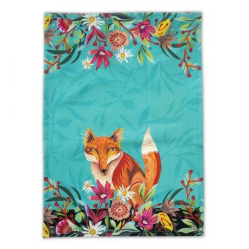 Allen Designs Fox & Flowers Tea Towel