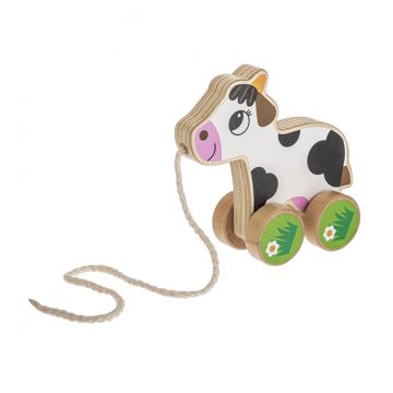 Ganz Baby Happy Hill Farm Wood Pull Toy - Cow