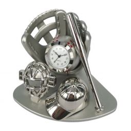 Sanis Enterprises Baseball Mini Desk Clock In Silver
