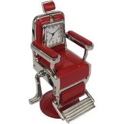 Sanis Enterprises Swivel Barber Chair Mini Desk Clock In Red
