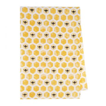Ganz Midwest-CBK Honeycomb & Bee Tea Towel - White Outline